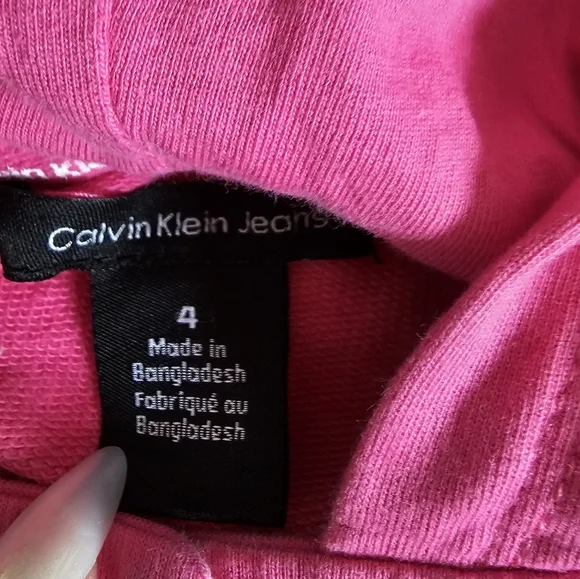 Calvin Klein Jeans Pink Sweater with Ruffled Details Size 4 Girls - Picture 3 of 4